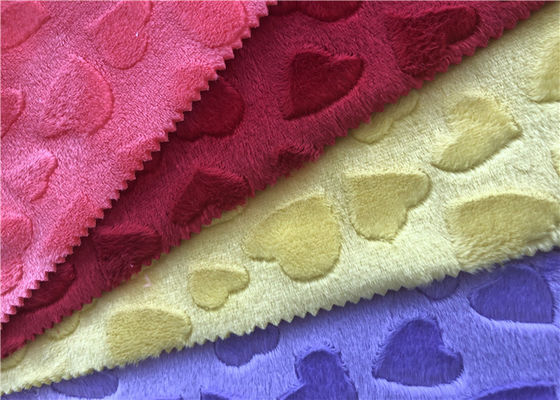 Polyester Super Soft Embossed Heart Brushed Minky Plush Fabric For Blanket
